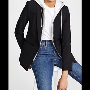 Veronica Beard - navy blue blazer w grey dickie.
